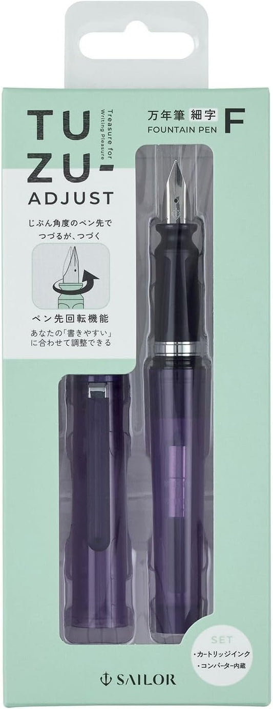 Sailor Fountain Pen, TUZU ADJUST Fountain Pen, Beginner, Everyday Use, Self Packaging, Clear Violet, Fine Point, 12-0541-250