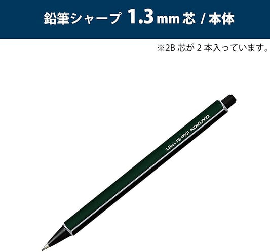 Kokuyo PS-P101DG-1P Pencil Sharp Lead Diameter 0.05 inch (1.3 mm) Dark Green (x4)