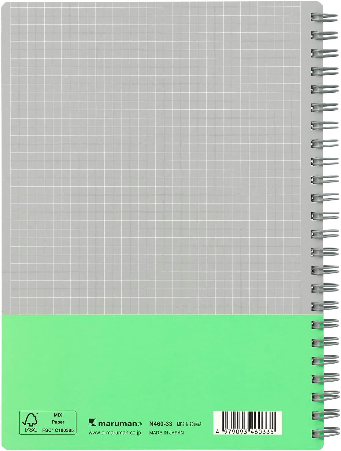 Maruman Notebook, Ring Notebook, Utoka, A5, 4mm Grid, Light Green, N460-33