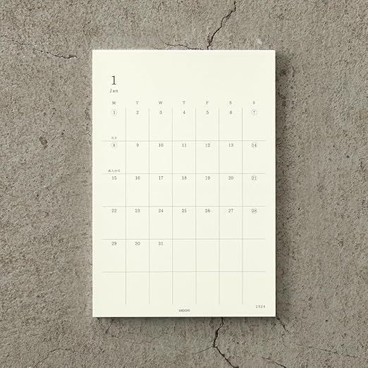 Midori 22278006 MD Notebook Diary, Notebook Stickers, 2024, M, Monthly (Starts December 2023) (M (Seal)