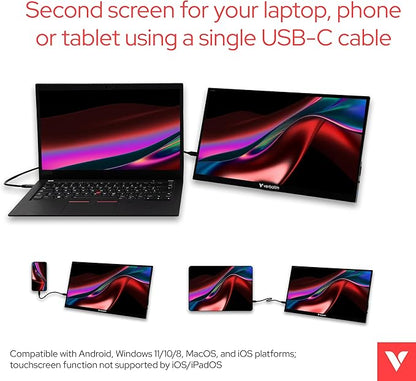 Verbatim 1080P 14-inch Full HD Mobile Monitor (Game Console/PC Compatible/HDMI/Type-C/Speaker Included)