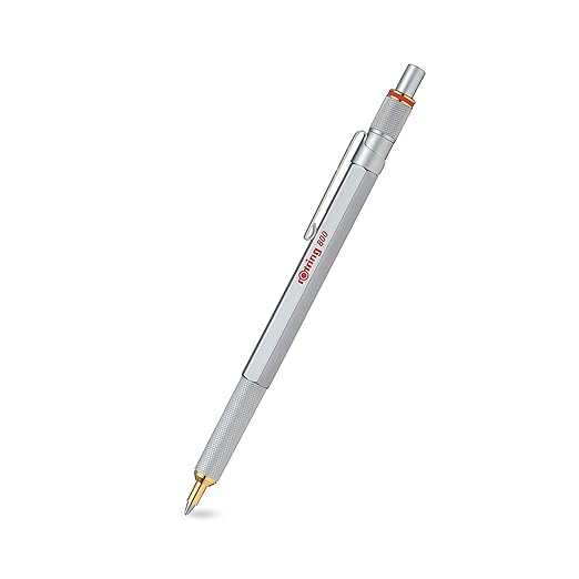 Rotring 800 Retractable Ballpoint Pen, Medium Point, Silver