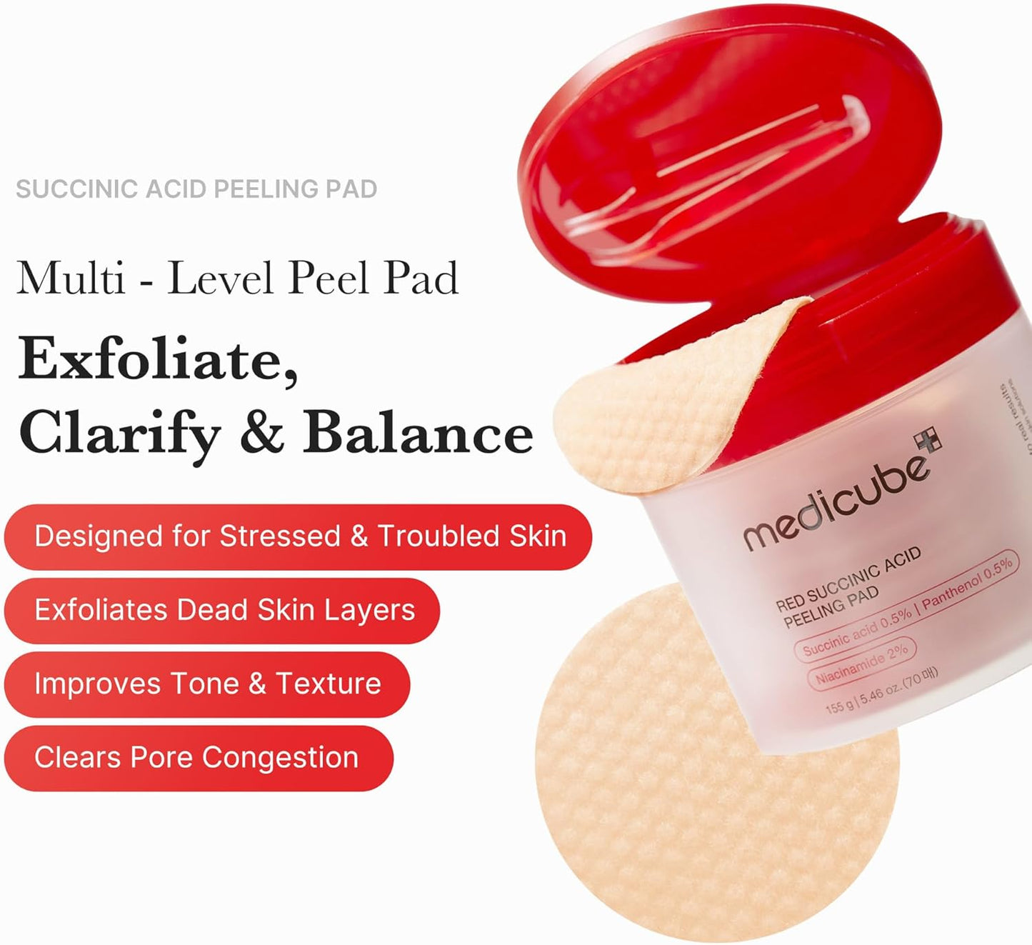 Medicube Red Peeling Pad Toner Pad Wiping Pad Bathing Pad Moisturizing Moisture Barrier Hydration Lotion Basic Cosmetics Korean Skin Care Korean Cosmetics...