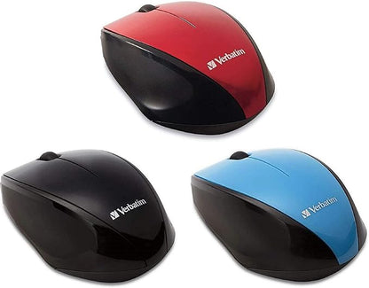 Verbatim MUSWBLRV1 Wireless Mouse Wireless 2.4 GHz Blue LED Sensor Receiver Included Red