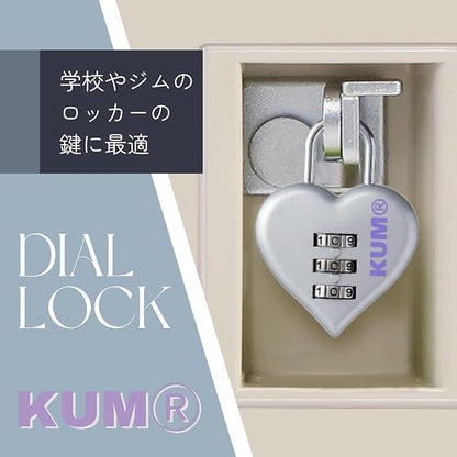 RAYMAY Fujii KM1148S KUM Heart Shape 3 Digit Dial Type Silver Padlock