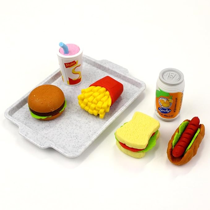 Iwako Burger Shop Eraser, 10-Piece Blister Pack, SCER961099
