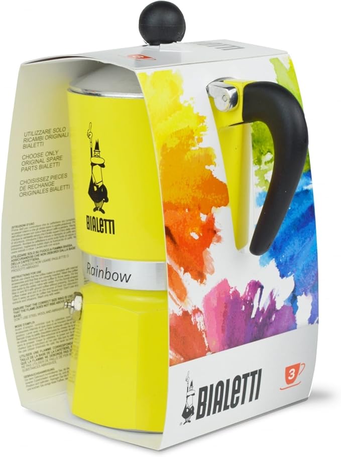 Bialetti  Stovetop spresso Maker, Rainbow Yellow, 3 Cups,