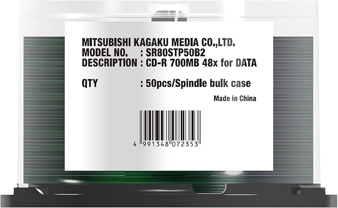 Verbatim 1 Times For CD-R sr80stp50b2 Thermal Printing (One Side 1 Layer/48 X Speed/50 Pieces)