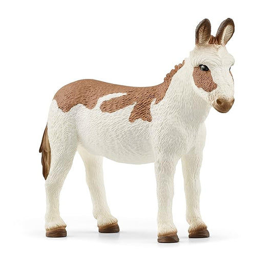 Schleich Farm World, Farm Animal Toys for Kids, American Spotted Donkey Toy Figurine, Ages 3 and up