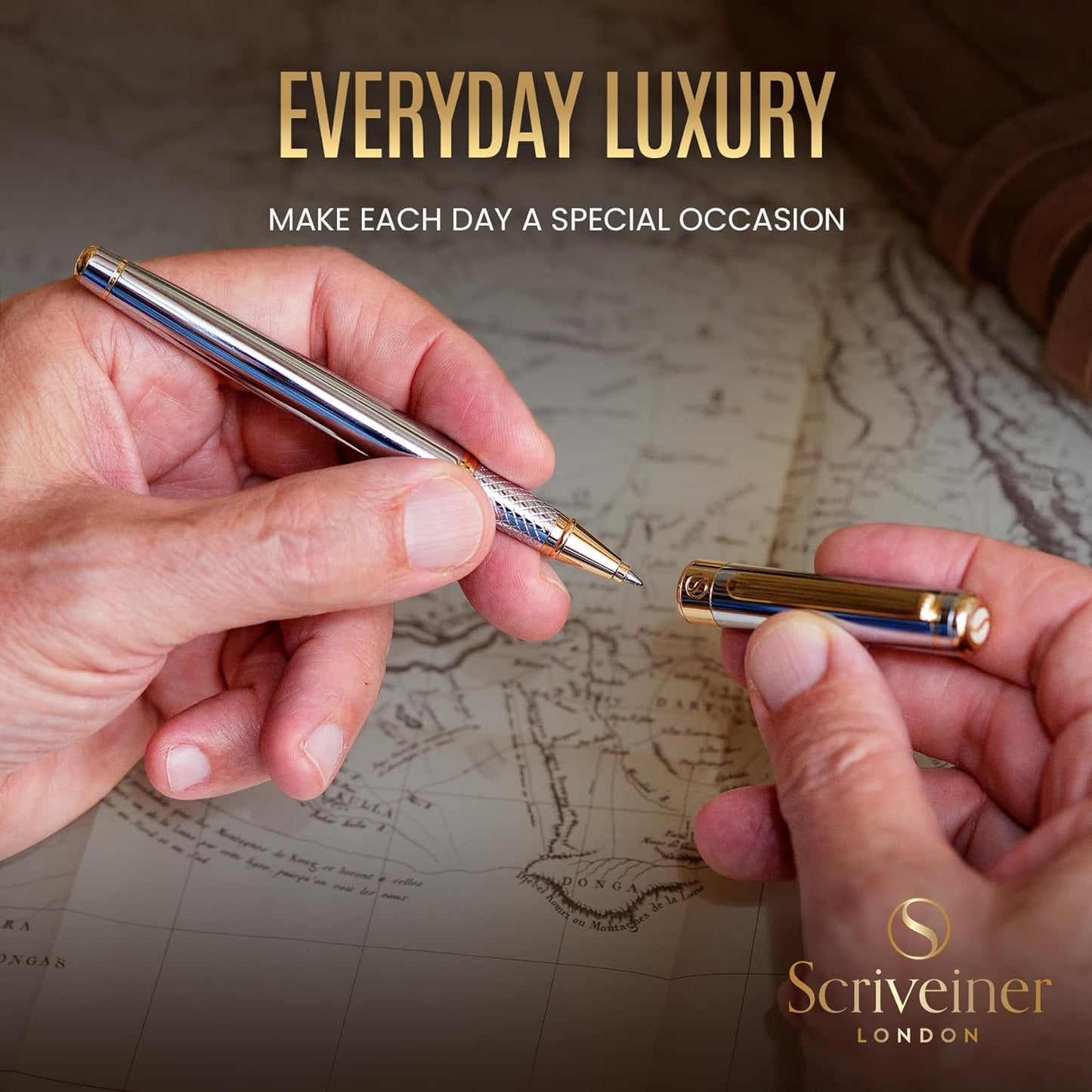 Scriveiner Silver Chrome Rollerball Pen Premium Rollerball Pen (Silver Chrome)