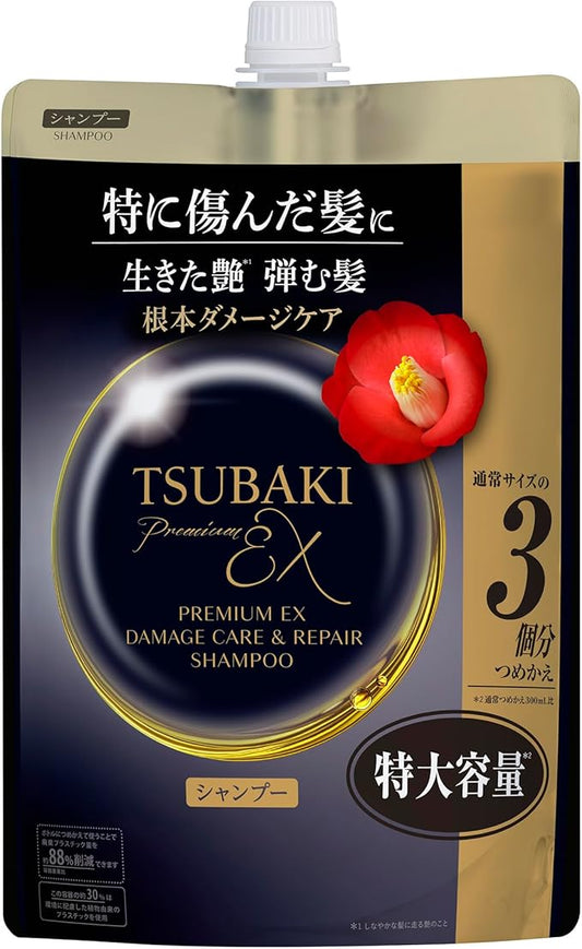 TSUBAKI Shampoo Refill 30.4 fl oz (900 ml) [Premium EX Damage Care & Repair] Damage Oil Force Repair Smooth Damage Perm Color