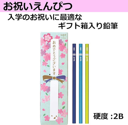 TOMBOW MP-KM02-2B Celebration Pencil Set (10 Kakata Pencils, 2 Red Pencils,  Eraser) Blue