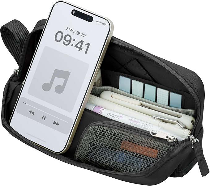 Kokuyo F-VBF262D Pencil Case, Large Capacity, Tool Pen Case, Kabako, Half Pocket, Black