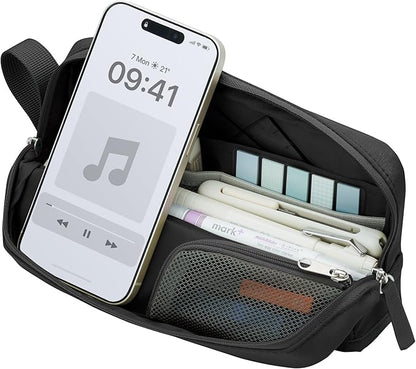 Kokuyo F-VBF262D Pencil Case, Large Capacity, Tool Pen Case, Kabako, Half Pocket, Black