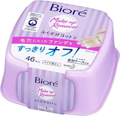 Bioré Makeup Remover Cotton Wipe-Off, 46 Sheets