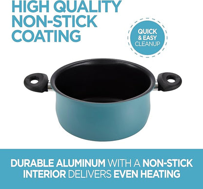 Bialetti Taste of Italy Nonstick Pasta Pot with Strainer Lid, 5.5 Quart, Teal