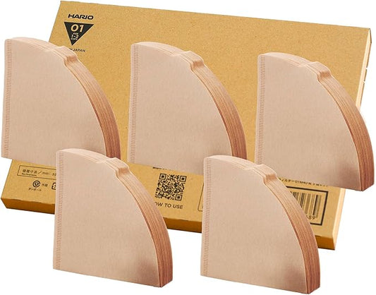 Hario VCF-01-40M-5S-AZ+ V60 Coffee Filter, For 1-2 Cups, 200 Sheets, Set of 40 Sheets × 5 Packs, Amazon Original Set, Made in Japan, FSC Certified Product, 01, M, Unbleached
