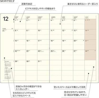 Laconic LAD98-260BK 2026 A5 Weekly Notebook, Black (Starts on December 2025)