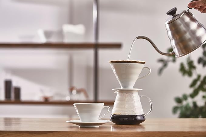 HARIO V60 Ceramic Coffee Dripper (Size 01, White)