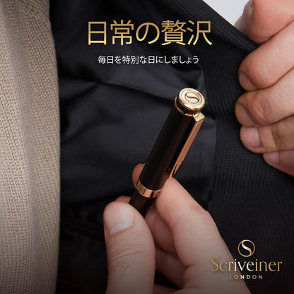 Scriveiner Silver Black Chrome Ballpoint Pen EDC Luxury Pen Gorgeous Heavy Pocket Pen 24K Finish Comfortable Writing Pen Best Pen for Men Women Gift Made in Germany Schmidt Refill Nice Office Designer