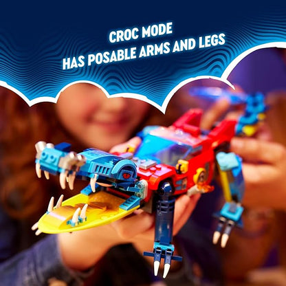 LEGO 71458 DREAMZzz Crocodile Car, 2-in-1 Set as Monster Truck or Crocodile Toy Car, with Mini Figures Cooper, Jayden and Night Hunter, Creative Gift for Children from 8 Years
