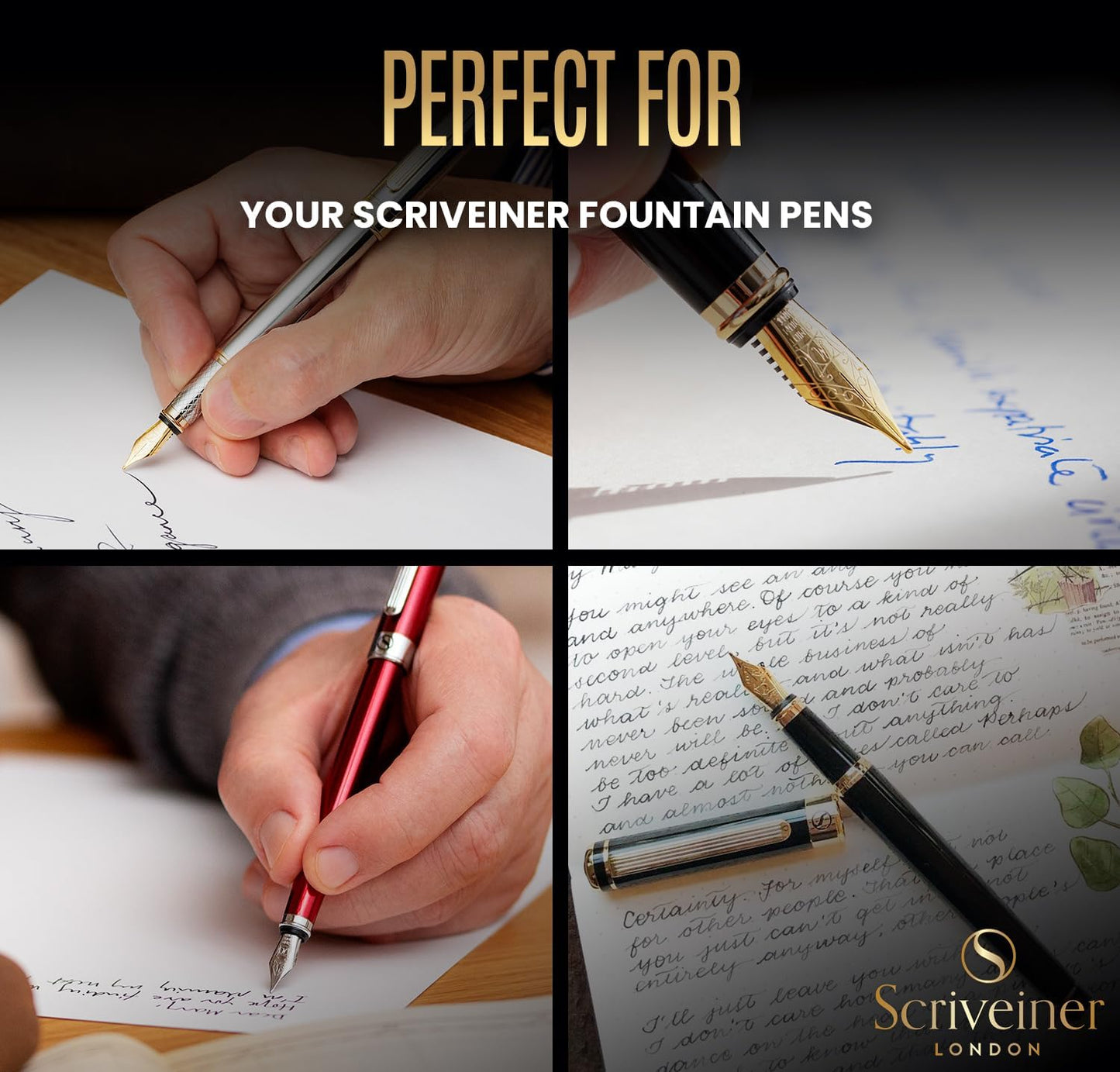 Scriveiner Fountain Pen Ink Cartridges, Black, 20 Pack, Made in the UK, Best Ink Cartridges for Scriveiner Fountain Pens