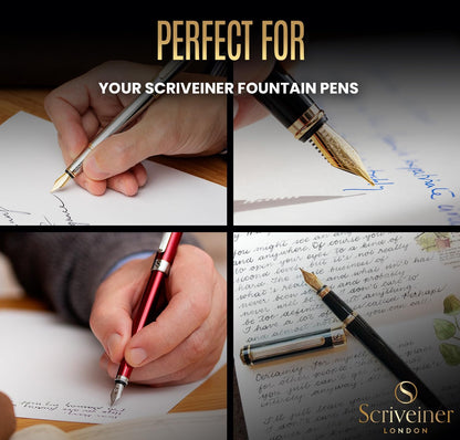 Scriveiner Fountain Pen Ink Cartridges - Blue - 20 Standard Ink Cartridges, Made in the UK, Best Cartridge for Scriveiner Pens, Refill Size Fits Various Fountain Pens