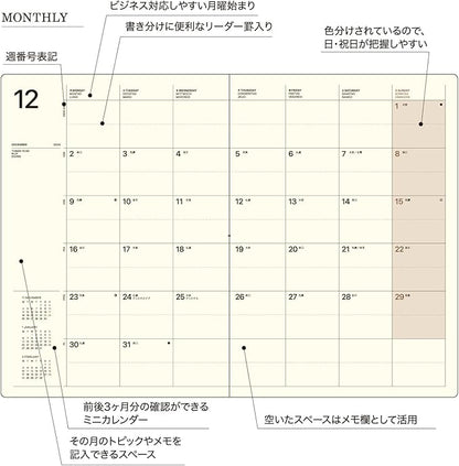 Laconic LAMD92-160MT Notebook, 2026, A5 Monthly Pocket, Mint (Starts on December 2025)