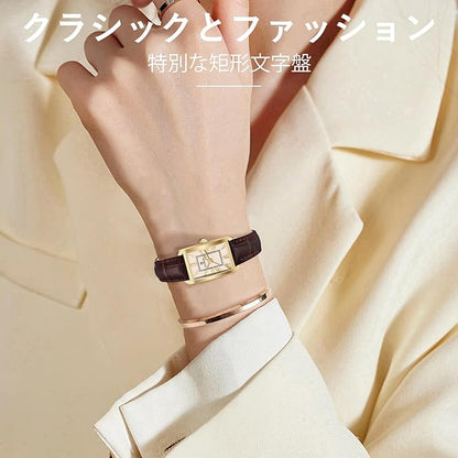 Women's Analog Display, Quartz, Face Watch, Leather Strap, Slim, Stylish, Waterproof, Square Watch, Simple, Women's,