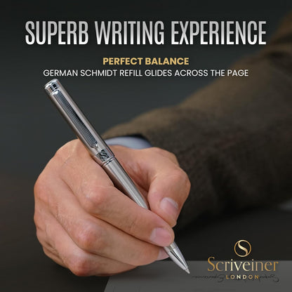Scriveiner Stainless Steel Ballpoint Pen Executive, Best Ballpoint Pen Gift Set for Office, Nice Pen