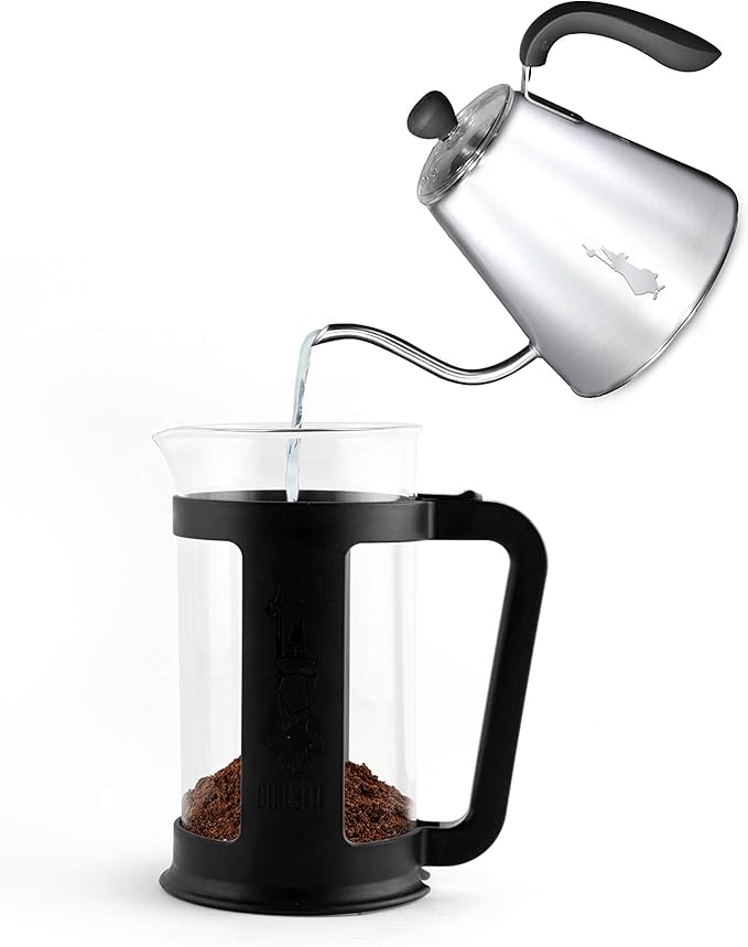 Bialetti Coffee Press Smart French Press for Coffee or Tea Borosilicate Glass Containers Dishwasher Safe 1L Black
