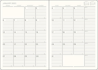Leuchtturm 370710 Notebook, Begins in January 2025, B5, Monthly, Soft Forest Green