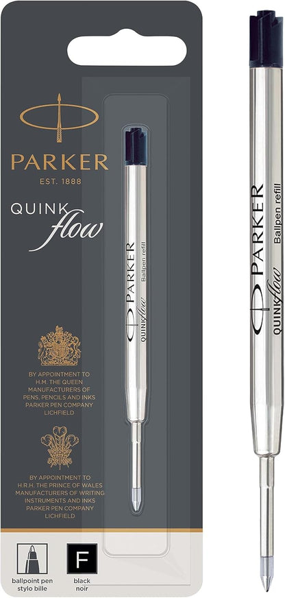 Parker 1950368 Quink Flow Ballpoint Pen Refill, Blue, Single Pack, Blue, F Fine, 0.03 inches (0.8 mm), Oil-based, Ballpoint Refill