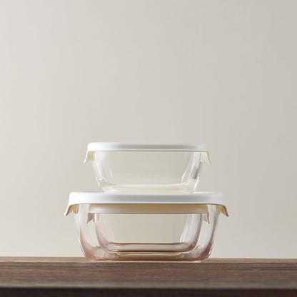 HARIO KST-2012-OW Heat Resistant Glass Storage Containesr, Made in Japan, White, 3 Pieces