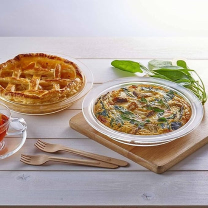 HARIO BUONO kitchen HPZ-40-BK Heat Resistant Glass Pie Plate, 13.5 fl oz (400 ml), Clear