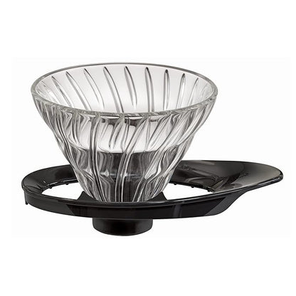 HARIO VDGR-01-B V60 Heat Resistant Glass Transparent Dripper, 01, Black