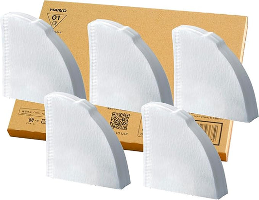 Hario VCF-01-40W-5S-AZ+ V60 Coffee Filter, For 1-2 Cups, 200 Sheets, Set of 40 Sheets × 5 Packs, Amazon Original Set, Made in Japan, FSC Certified Product, 01, W, White