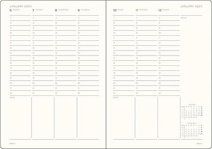 Leuchtturm 370792 Notebook, Begins in January, 2025, A4, Weekly Vertical Black