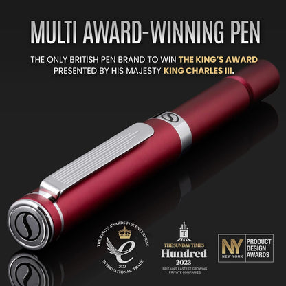Scriveiner Old Version Red Rollerball EDC Luxury Pen, Stunning Pocket Pen with Chrome Finish, Cool Writing Pen, Best Pen Gift for Men & Women, German Schmidt Refill, Nice Present