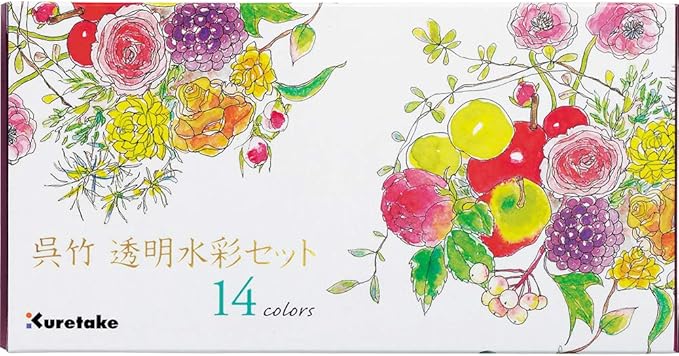 Kuretake KG301-1 Fis Watercolor Set, Clear, 14 Colors