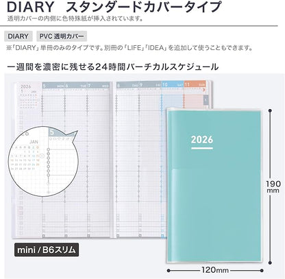 Kokuyo Jibun Diary Mini Notebook 2026 Monthly Weekly B6 Slim Green Ni-JCMD1G-26 Starts from November 2025