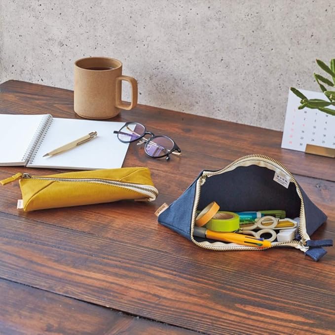 Lihit Lab A7901-5 HINEMO Wide Open Pen Pouch, Large, Yellow