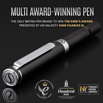 Scriveiner Black Rollerball EDC Luxury Pen, Stunning Pocket Pen with Chrome Finish, Cool Writing Pen, Best Pen Gift for Men & Women, German Schmidt Refill, Nice Present, Fancy Office Designer Pen Set