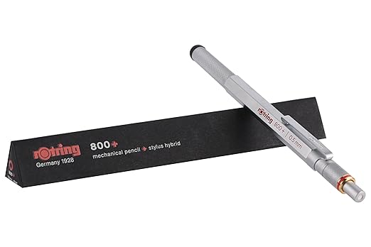 Rotring 800+ Mechanical Pencil and Touchscreen Stylus, 0.5 mm, Silver