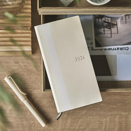 HOBONICHI  2026 Weeks, English Version, White Line/Ivory, Starting From January, Weekly Notebook, Weekly Lift, Slim and Long