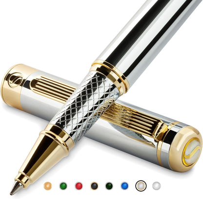 Scriveiner Silver Chrome Rollerball Pen Premium Rollerball Pen (Silver Chrome)