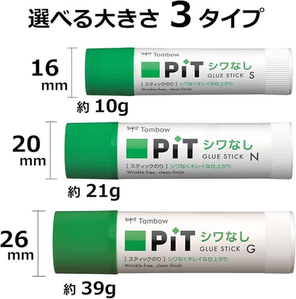 TOMOW Pencil Stick  Glue Wrinkle-Free PiT (Easy to Apply Even Thin Paper) G-Size (1.4 oz (39 g) 1 Piece PT-GAS