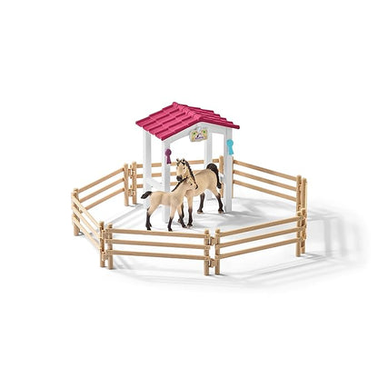Schleich Horse Club Stall with Arabian Horses & Groomer Toy Figure
