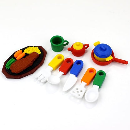 Iwako Eraser, Cooking Style, 10-Piece Blister Pack, SCER981028