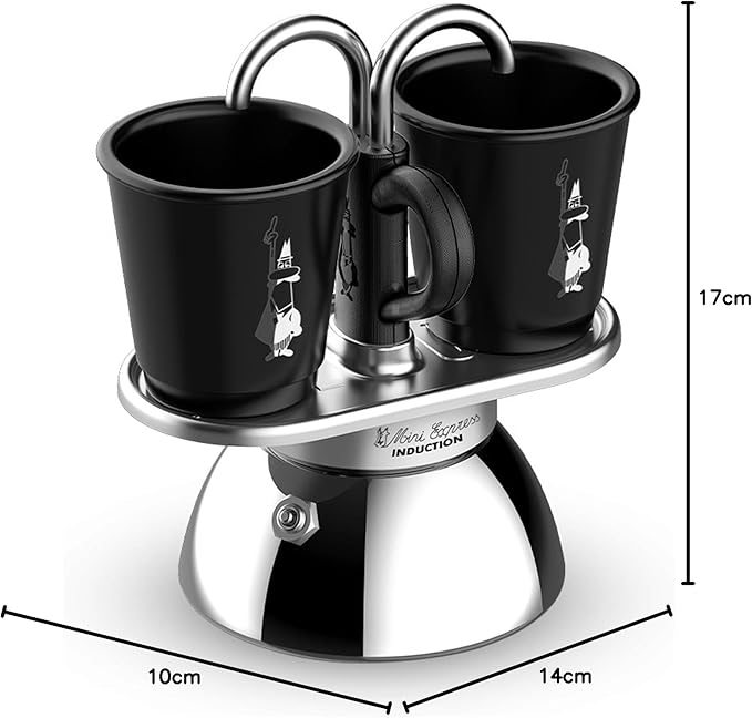 Bialetti Mini Express Induction for 2 Cups, Induction Compatible, Induction & Direct Fire/Espresso Cup